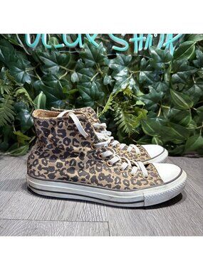 Converse Chuck Taylor All Star Hi Top Leopard Cheetah Print Women’s Size 9 Brown